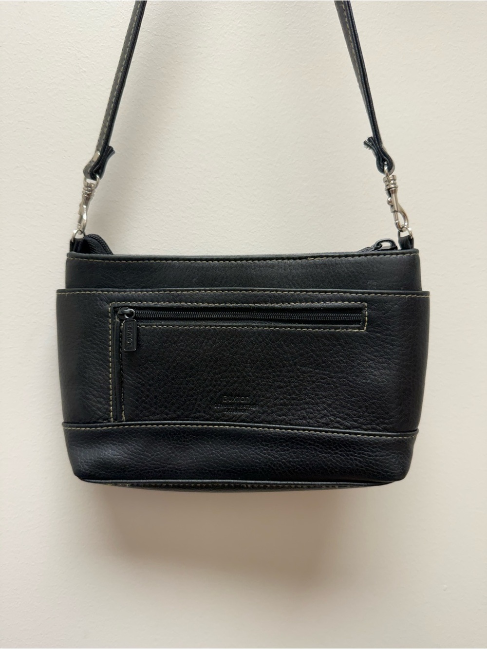 Buxton Genuine Leather Black Small Crossbody Bag Removable strap